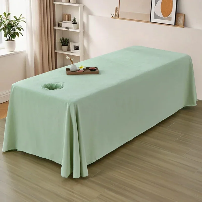 SPA Bed Full Cover White Skirt for Beauty Salon Massage Table Sheet Skin-Friendly Massage Bed Cover Sabnanas with Hole