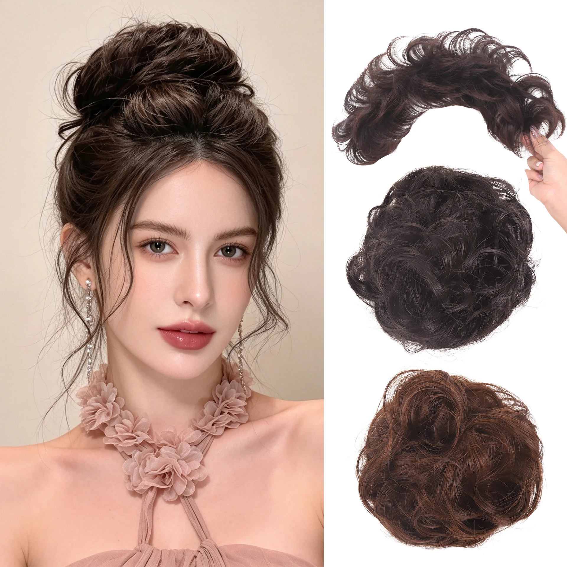 Synthetic Hair Magic Wand Wrap‑Around Bun Wig Fluffy Messy Chignon Hairpiece Increase Hair Volume Bud Updo For Women