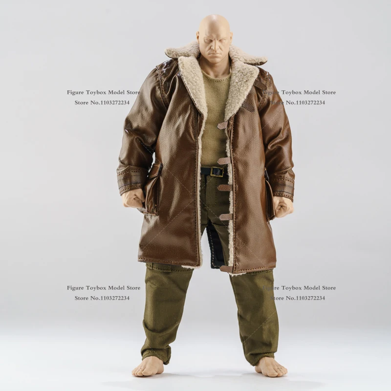 1/12 Scale Strong Muscle Man Soldier Legging Tooling Pants Loose Long Leather Windbreaker Coat For 7