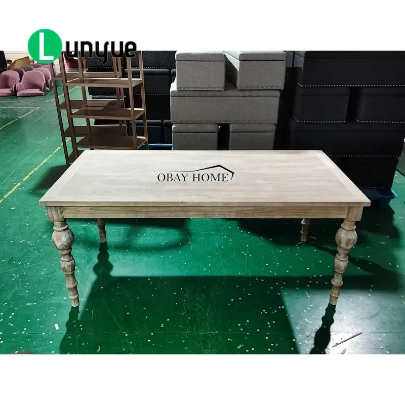 Antique European Farmhouse French Classic Style Solid Wood Dining Table for Restaurant Home Kitchen Durable Elegant Furniture