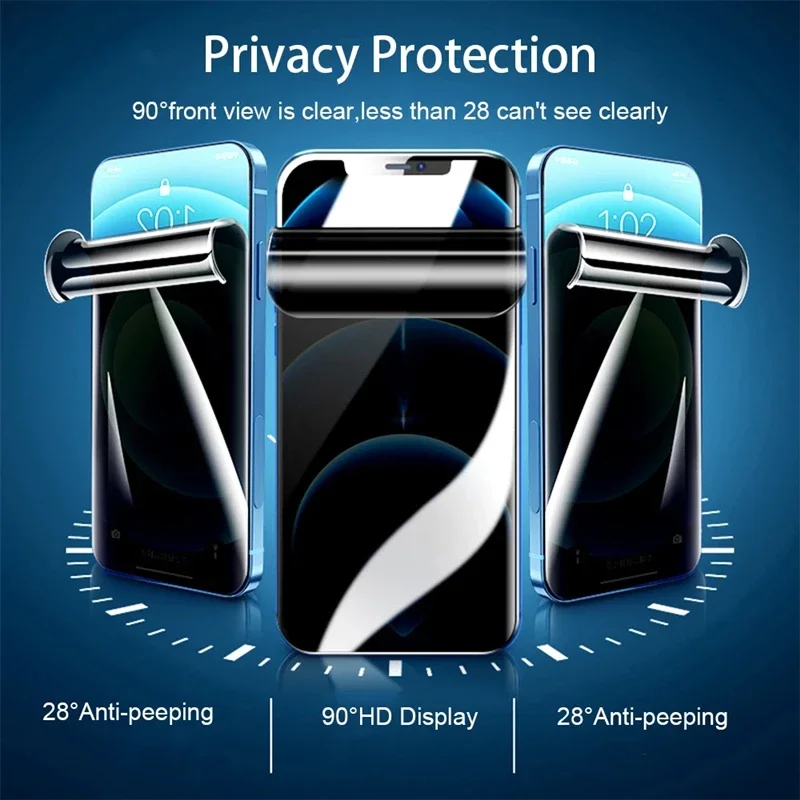 3Pcs Anti-Spy Hydrogel Film for iPhone 16 12 15 11 14 Pro Max 7 8 Plus Privacy Screen Protectors for iPhone 13 Mini XS MAX X XR