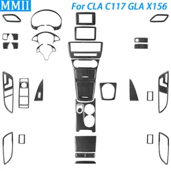 For Mercedes-Benz CLA C117 14-18 GLA X156 15-19 Carbon Fiber Gear Shift Air Outlet Window Lift Panel Suit Car Interior Sticker