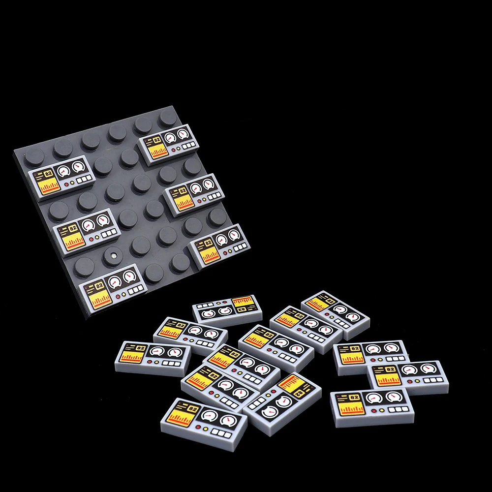 Moc 10 pçs parte tijolos impresso 3069 máquina padrão blocos de construção instrumento carro botão partícula brinquedo diy crianças presente aniversário