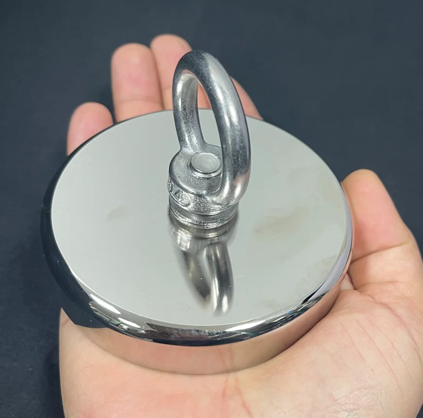 N52 Heavy Duty Magnet with Countersunk Hole Eyebolt 16-90mm Salvage Searcher Magnet Super Strong Neodymium Fishing Magnet Hooks