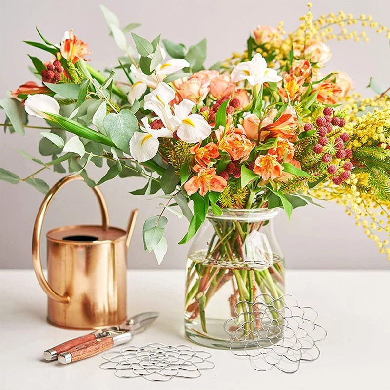 Support réutilisable pour arrangements floraux, grille florale en fil de fer pour la fixation des tiges de fleurs, bouquets et plantes dans les vases【Homeclub】