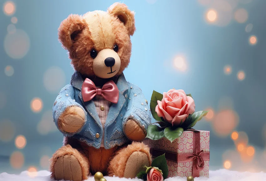 Mehofond Photography Background Cute Bear Flower Newborn Baby Kid Birthday Party Cake Smash Portrait Decor Backdrop Photo Studio