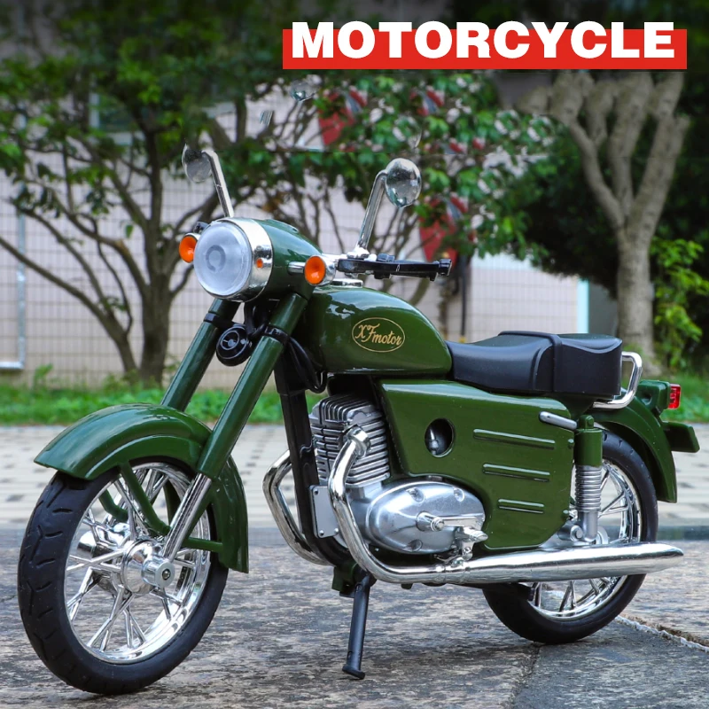 1:10 Jawa 520 motocicleta de aleación modelos Retro clásicos Material de Metal fundido a presión luz de sonido nostálgico juguetes para niños