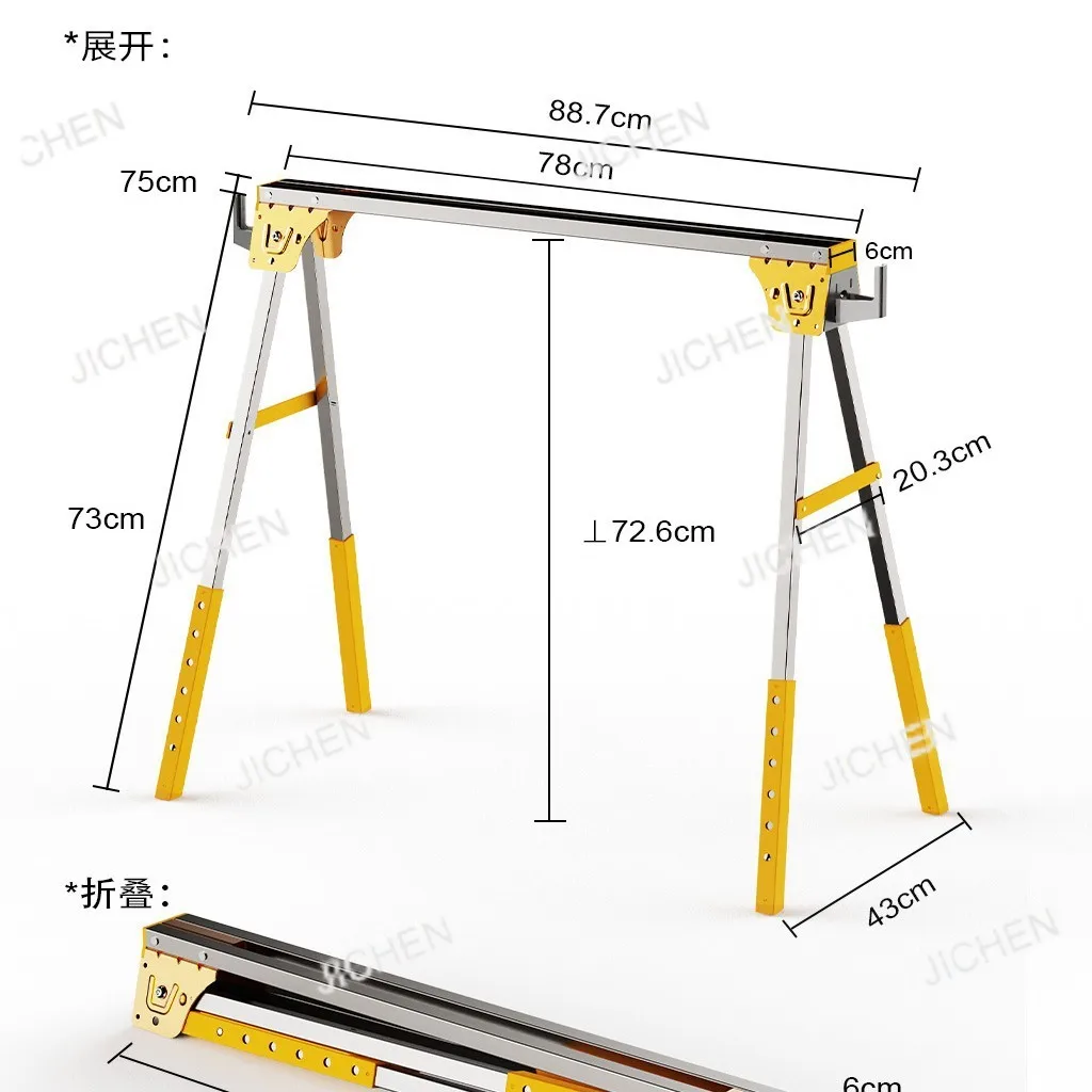 

Foldable metal sawhorse 1200KG multifunctional iron portable workbench