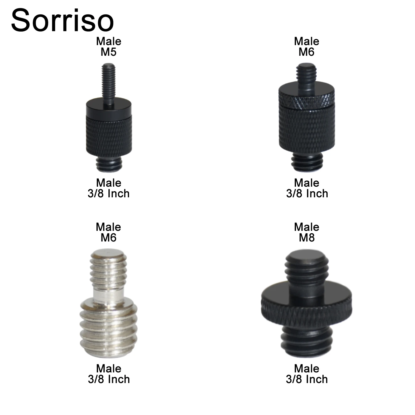 Sorriso DSLR용 범용 카메라 삼각대 마운트 어댑터 외부 스레드, 3/8 - 16 인치-1/4 인치 5/8 M4 M5 M6 M8 M10 M12 수 나사