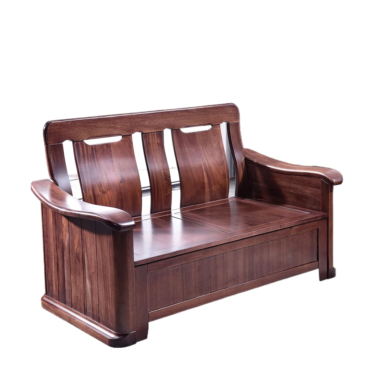 

L-shaped corner concubine sofa living room storage sofa all solid wood small apartment
