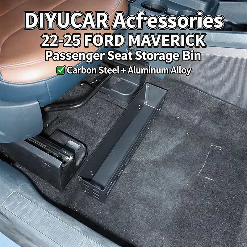 

For Ford Maverick 2022-2025 Under Seat Storage Basket Carbon Steel Organizer Tray Passenger Side Car Accessories Cargo Container