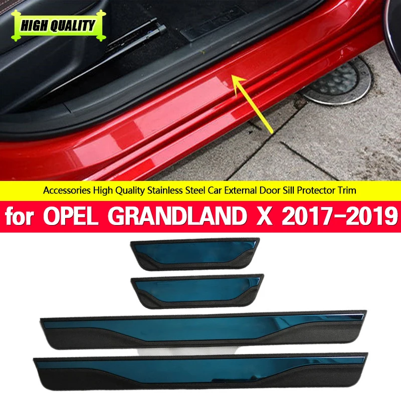 

4pcs/Lot ABS Stainless Steel Door Sill Pedal Scuff Plate for OPEL GRANDLAND X A18 2017-2019 Car Accessories