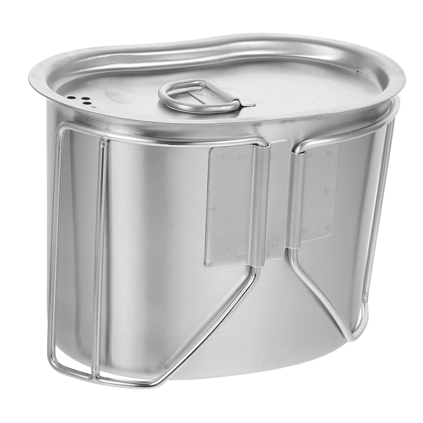 Military Fan Stainless Steel Water Cup Camping Portable Folding Handle Open Flame Camping Cup Easy Clean Picnic Backpack Travel