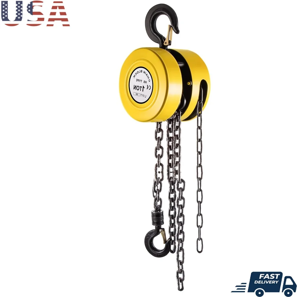 

Hand Chain Hoist 2200 lbs 1 Ton Capacity Chain Block 20ft 6m Manual Hoist Industrial-Grade Steel Heavy-Duty Lift Tool