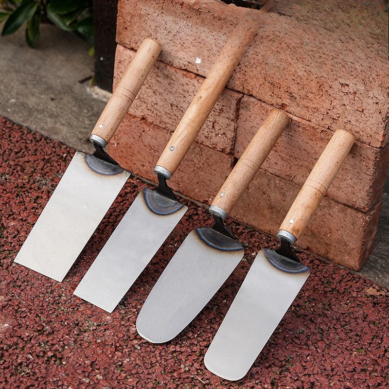 Rounded Corner One-Piece Trowel with Riveted Reinforced Thickened Manganese Steel Blade for Plastering, Masonry Tile Work