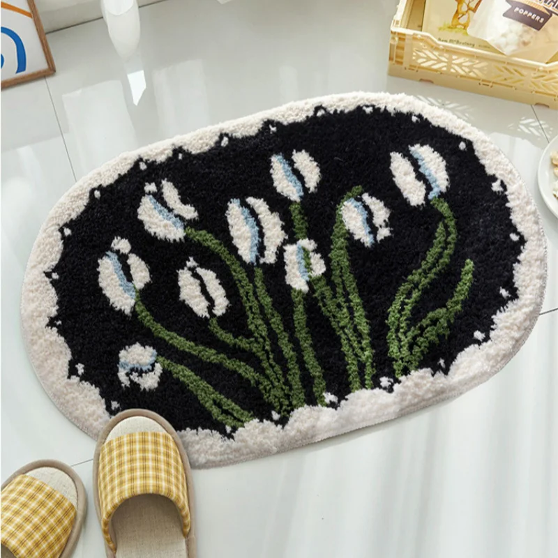 

Коврик VIKAMA в стиле Ins с художественным цветочным узором для дома и ванной комнаты, в натуральном стиле, для декора пола, украшение для дома