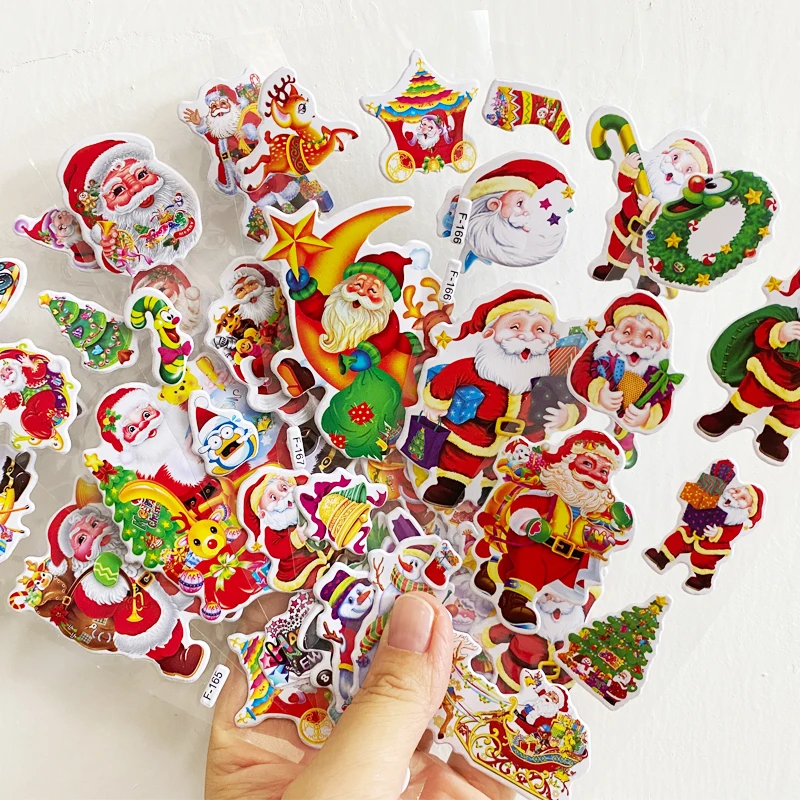 

6Sheets Cute Cartoon Christmas Santa Claus Snowman Stickers For Card Making Crafts Holiday Decor Scrapbooking DIY Toys Gifts