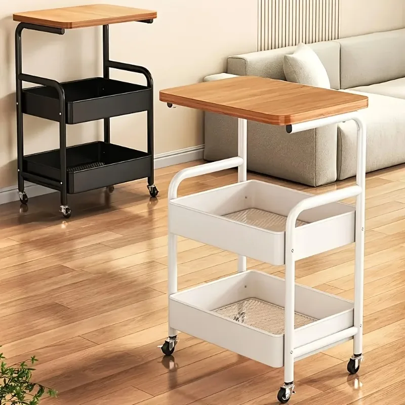 

Living Room Movable Storage Rack, Vintage Coffee Table, Bedside Table, Bedroom Bedside Table, Snack Storage Rack, Double-layer