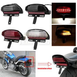 Motorcycle LED Tri-Bar Rear Fender Brake License Plate Tail Light Running Lamp Light For Harley Dyna Fat Bob Softail 2006-2015