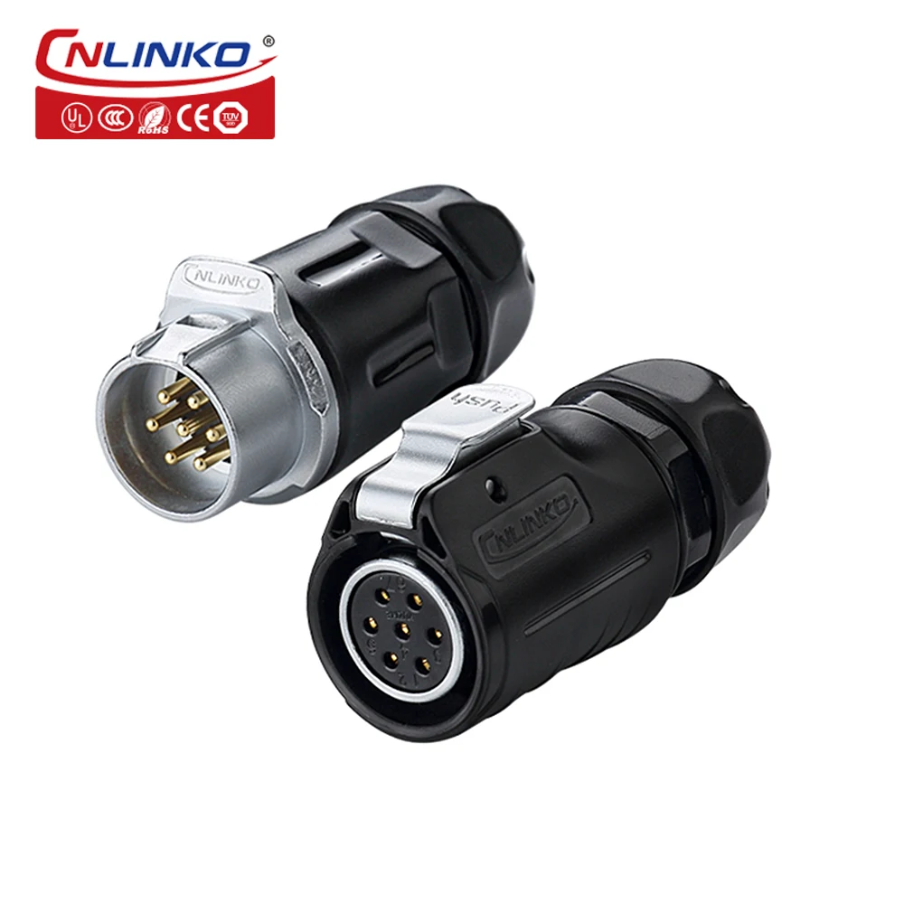 CNLINKO M20 Waterproof IP68 Aviation Female Plug Male Socket 2/3/4/5/7/9/12 Pin Outdoor Power Quick Connector Panel Mounting