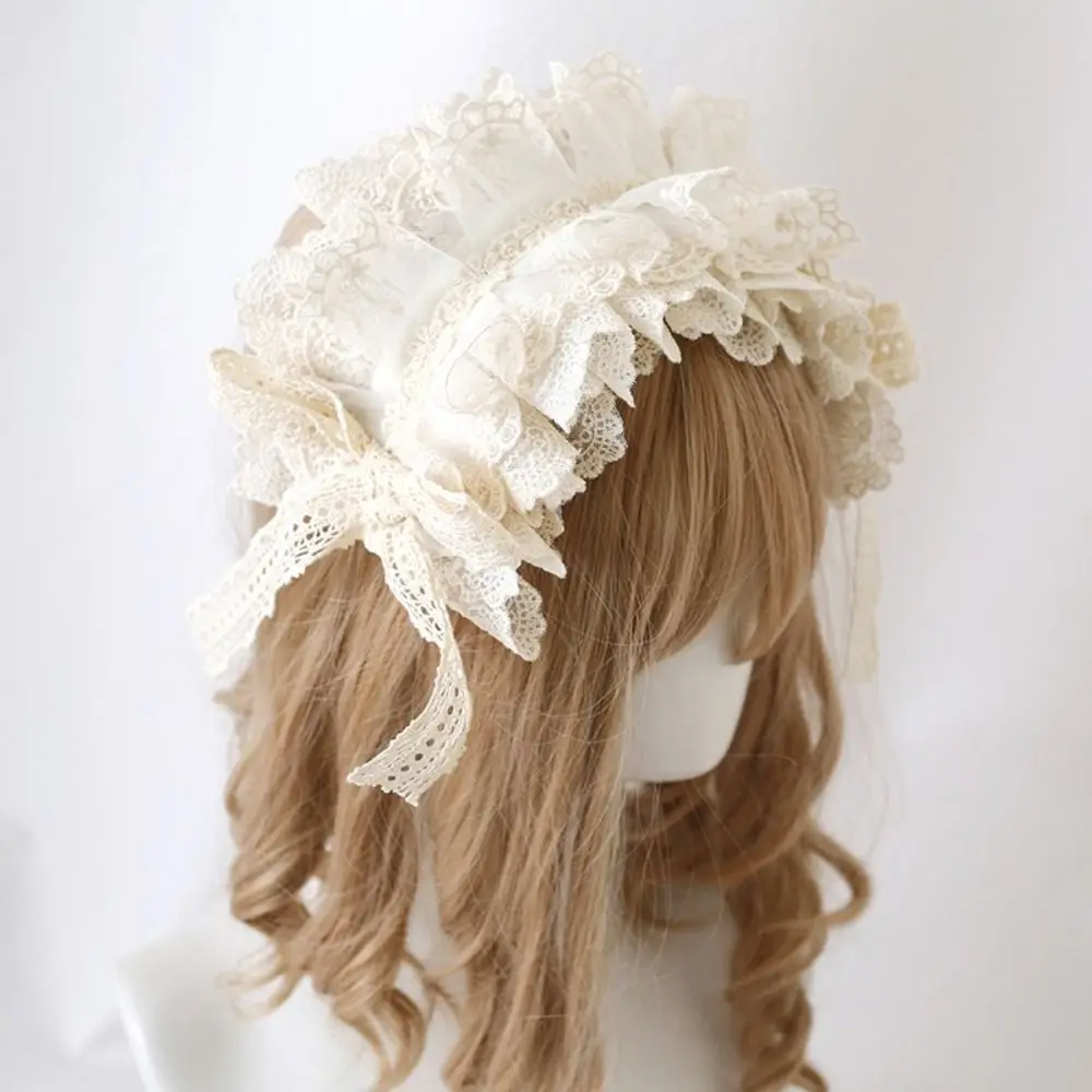 

Versatile Design Lace Bow Lolita Headband Sweet Bow Embroidery Design Lace Headband Handmade Lace Hair Accessories Night Parties