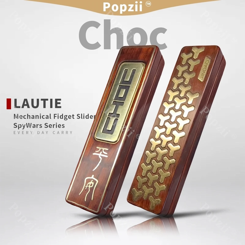 LAUTIE Choc Handmade Burmese Rosewood Shell Mechanical Slider Desk Toy Fidget Slider Stress Relief Toys Cool Gadget Anxiety Toys