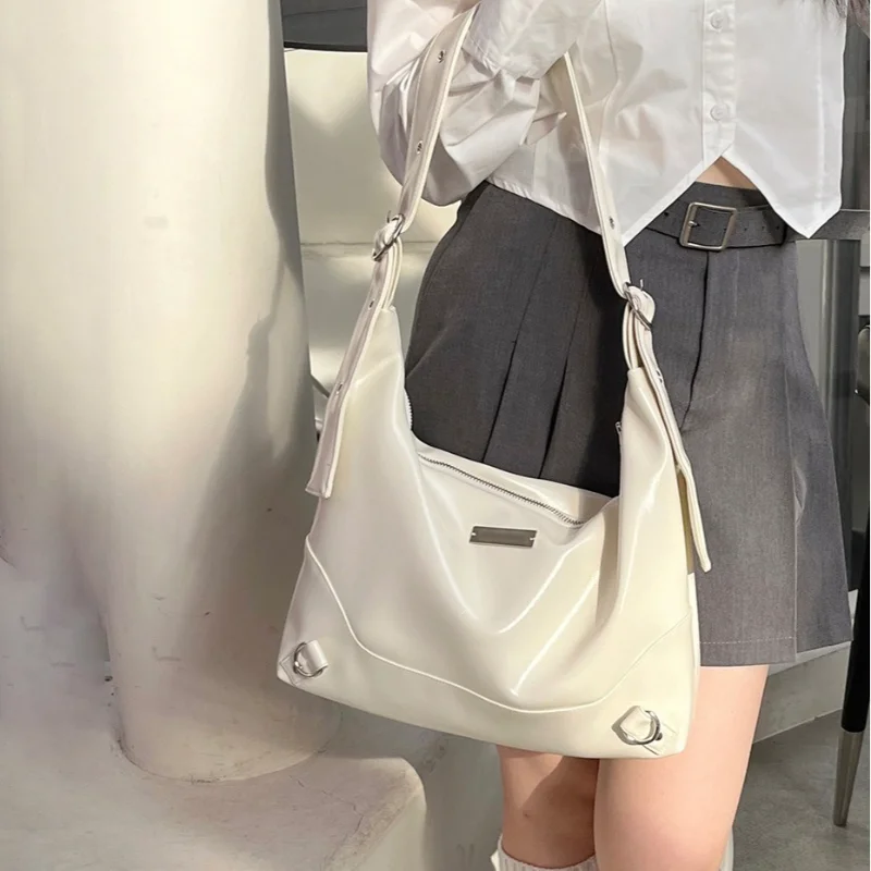 Simple White Shoulder Bags Women\'s Soft PU Leather Tote Bag All-match Large Capacity Bags for Commuter Fashion Female Handbags