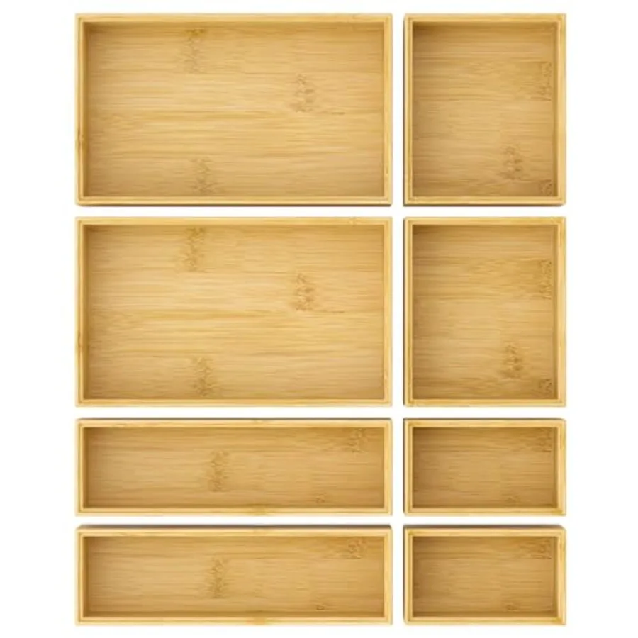 

Bathroom Drawer Organizer Trays Silverware Drawer Organizer Kitchen Utensils Wood Box Stackable Bins for Makeup Office Desk Van