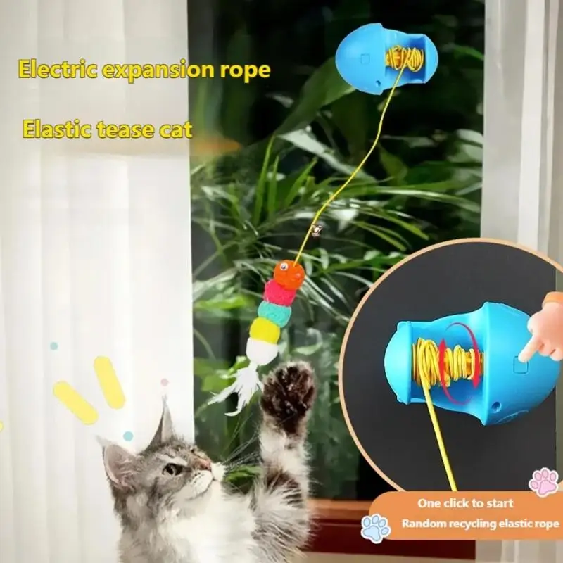 

Автоматическая растягивающаяся гибкая дразнящая веревка для домашних кошек, психическая стимуляция охотничьего поведения, для от