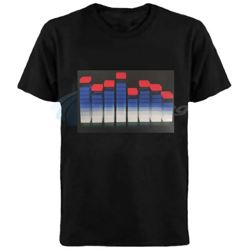 Hot Sale Sound Active Equalizer El T Shirt Equalizer Light Up Down Led T-Shirt Flashing Music Activated Led T-shirt