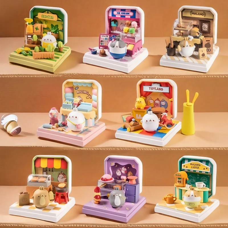 

Hot Kawai Molang Cute Rabbit Mini Shop Trend Blind Box Series Figure Children'S Toys Desktop Ornament Model Decorative Gift