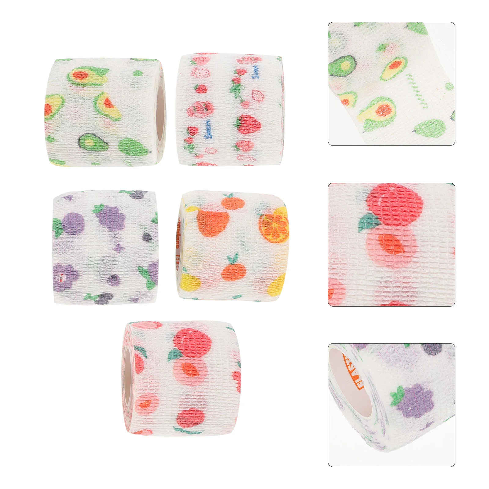 5 Rolls Self-adhesive Bandage/cute Fruit/sports Bandage/5cm Wide Tape Cat for Pets Bandages Dogs Paw Portable Non-woven Fabric