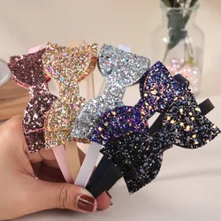 5pcs Girls Hair Bows Headbands Glitter Bows Hairbands Fashion Children Kids Teeth Plastic Headband Girls Kids Hair Accessories