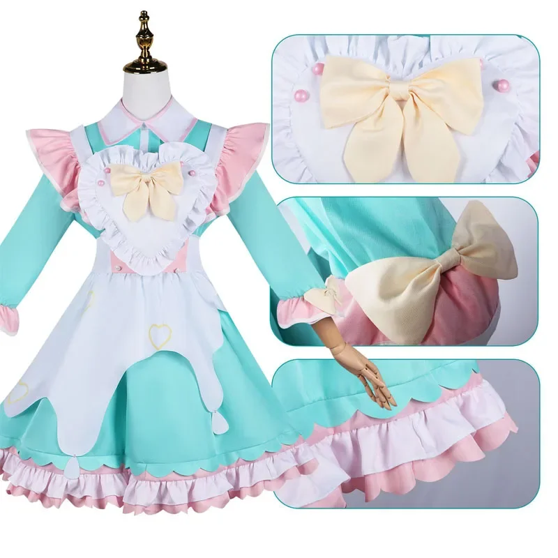 Vestido KAngel Lolita empregada doméstica com peruca para meninas, roupa de jogo, cor doce kawaii, fantasia fantasia de cosplay, menina carentes oversize, 2024