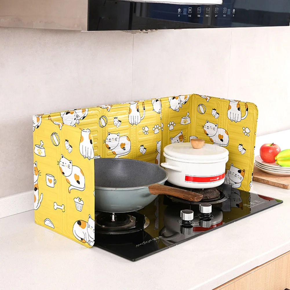 

Aluminum Foldable Kitchen Gas Stove Baffle Plate Kitchen Frying Pan Oil Splash Protection Screen Heat Shields Kichen Accessories