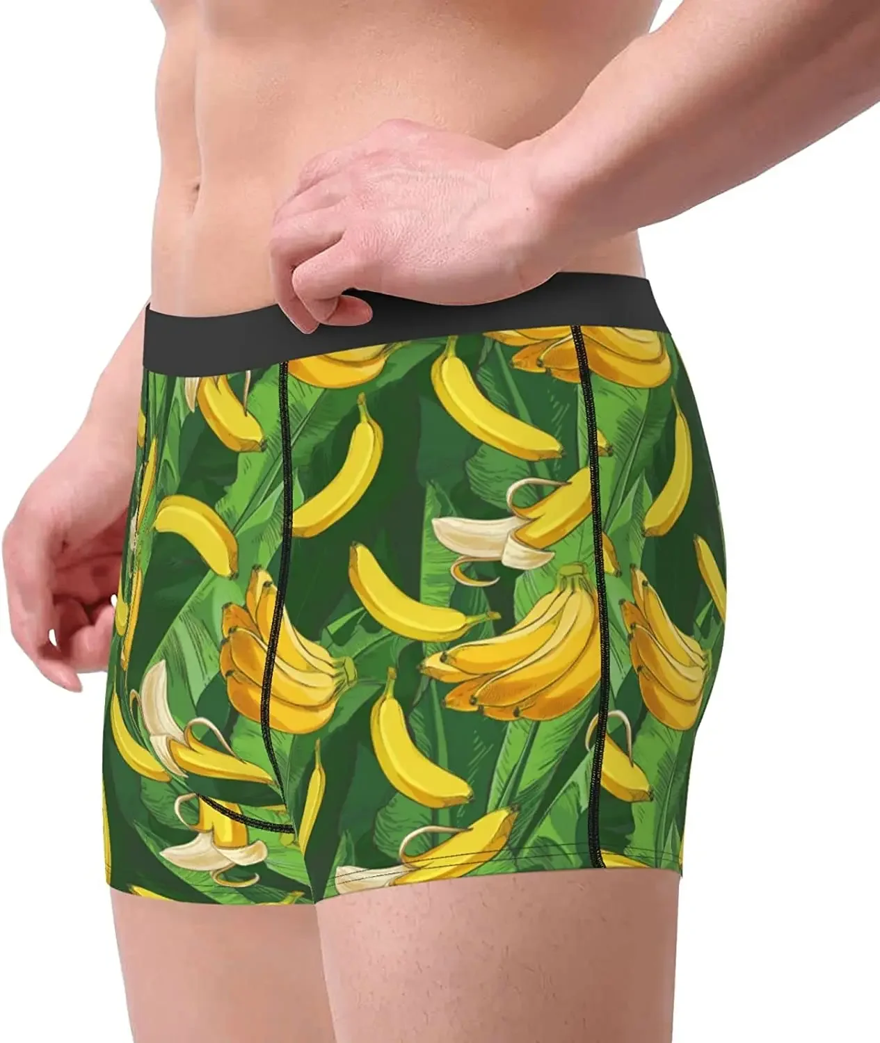 Banana Green Leaves Men's Boxer Briefs Starfish Underwear Trunks Soft Stretch Sport Boxer Briefs Fitness for Men Boys