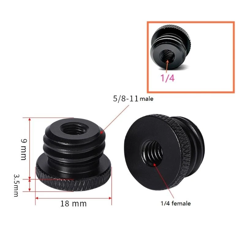 F92B Tripod Screw Adapter 1/4 Female to 5/8-11 Male Mount Cameras LCD Monitors