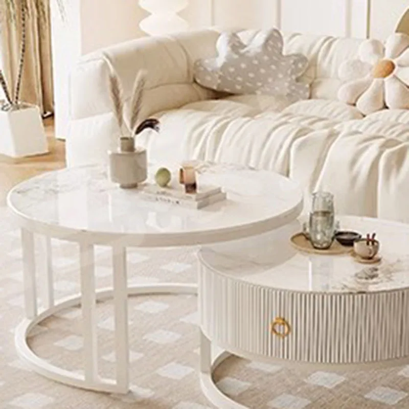 Round Bedroom Coffee Table Trau Organizer Oval White Small Coffee Table Balcony Apartamento Stoliki Do Kawy Home Furniture