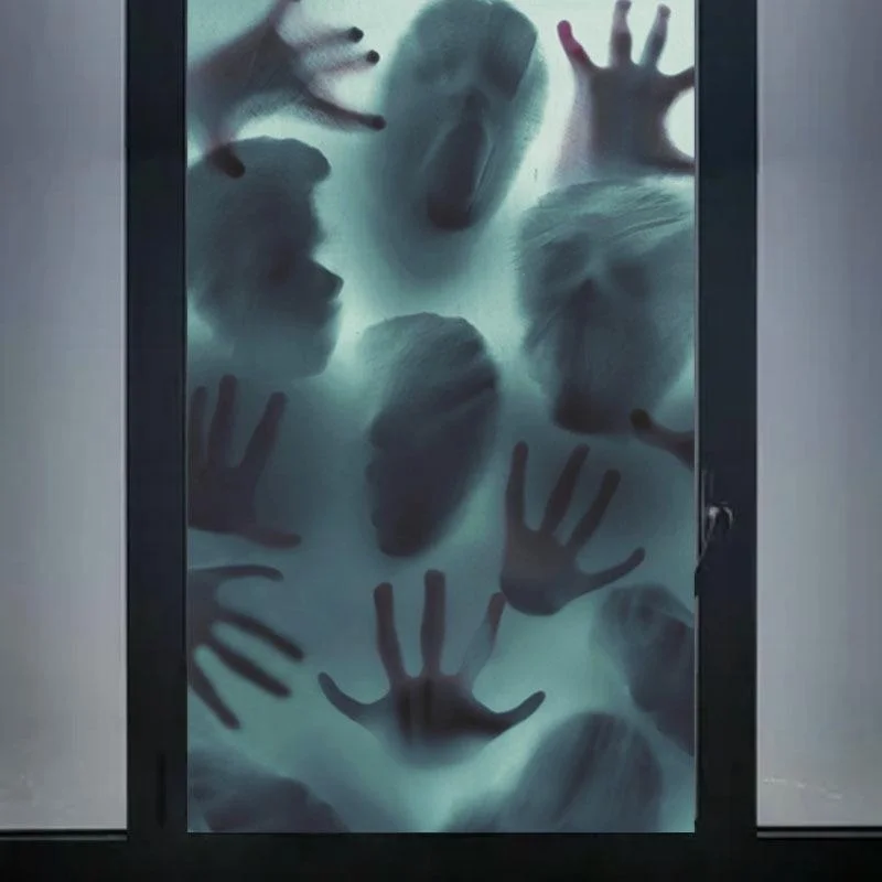 2025 Neue Horror-Glas-Fensteraufkleber, Halloween-Aufkleber, Dekor, Horror-Geisterhaus, Glasaufkleber für Requisiten, Festival, Party