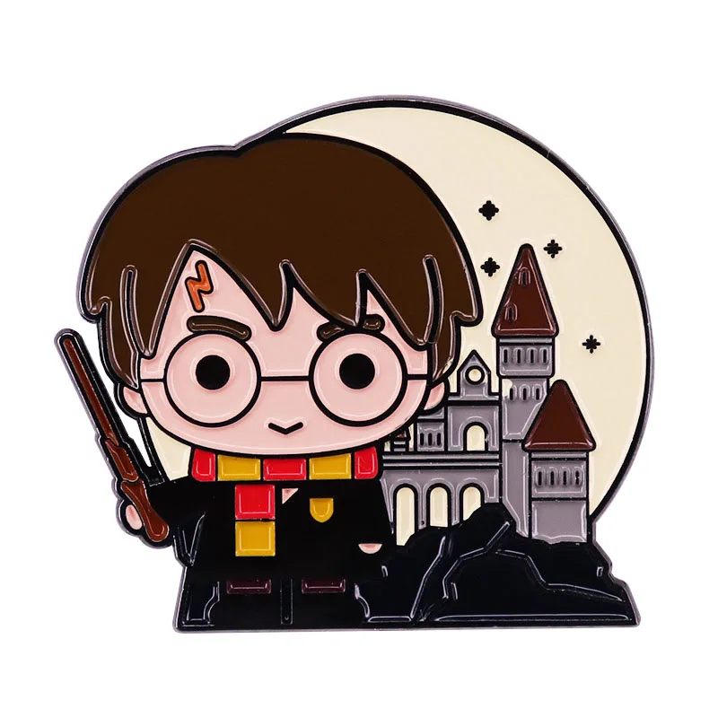 Broche de Hogwarts, lindo búho de dibujos animados, elfo, penimo dorado, Anime Hermiones, Pin esmaltado, accesorios de joyería, regalos para niños