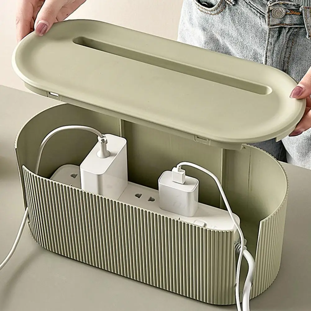 Cable Organizer Box with Lid PP Cable Management Saving Space Socket Charger Power Plug Storage Box Power Cord Organizer 책상 정리용품