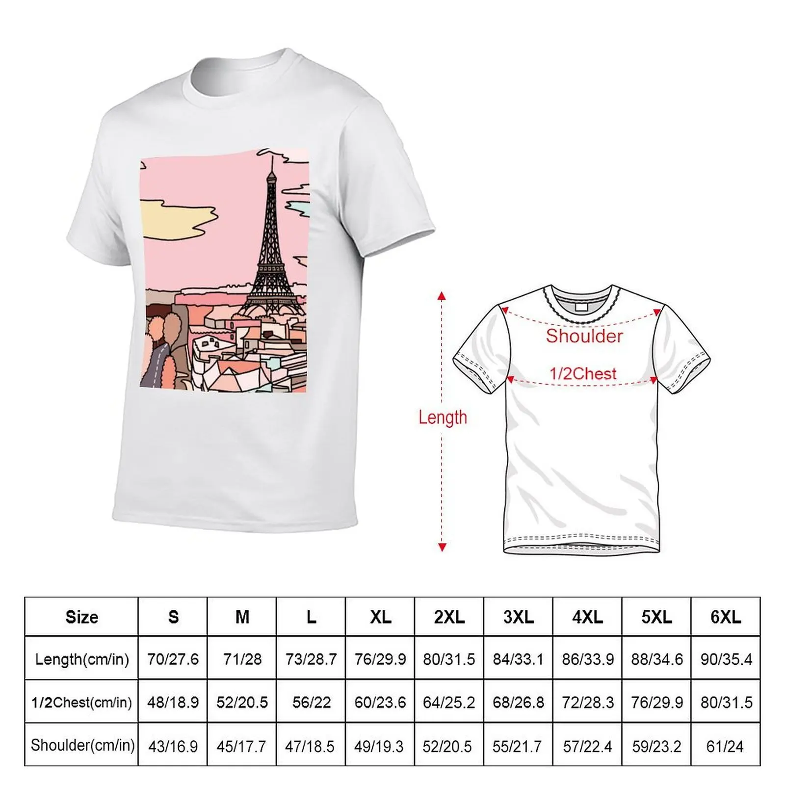 Paris sunset by Sasa Elebea T-Shirt man tshirt t shirt custom print men t shirt cotton 100% T-shirt