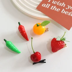 Strawberry Chili Cherry Tangerine Hairpins Cute Headwear Hair Accessories Girl Side Bangs Clip Sweet Hairpin Headdress Jewelry