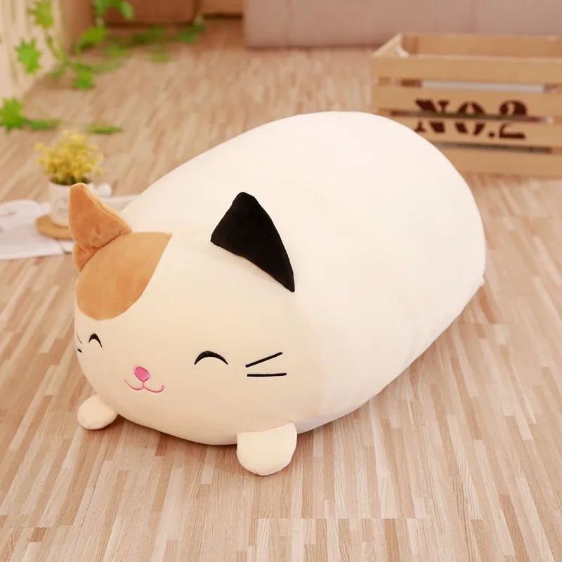 28/55CM Soft Cartoon Animal Long Pillow Cute Pig Cat Frog Penguin Plush Stuffed Doll Bedroom Cushion Sofa Home Decoration