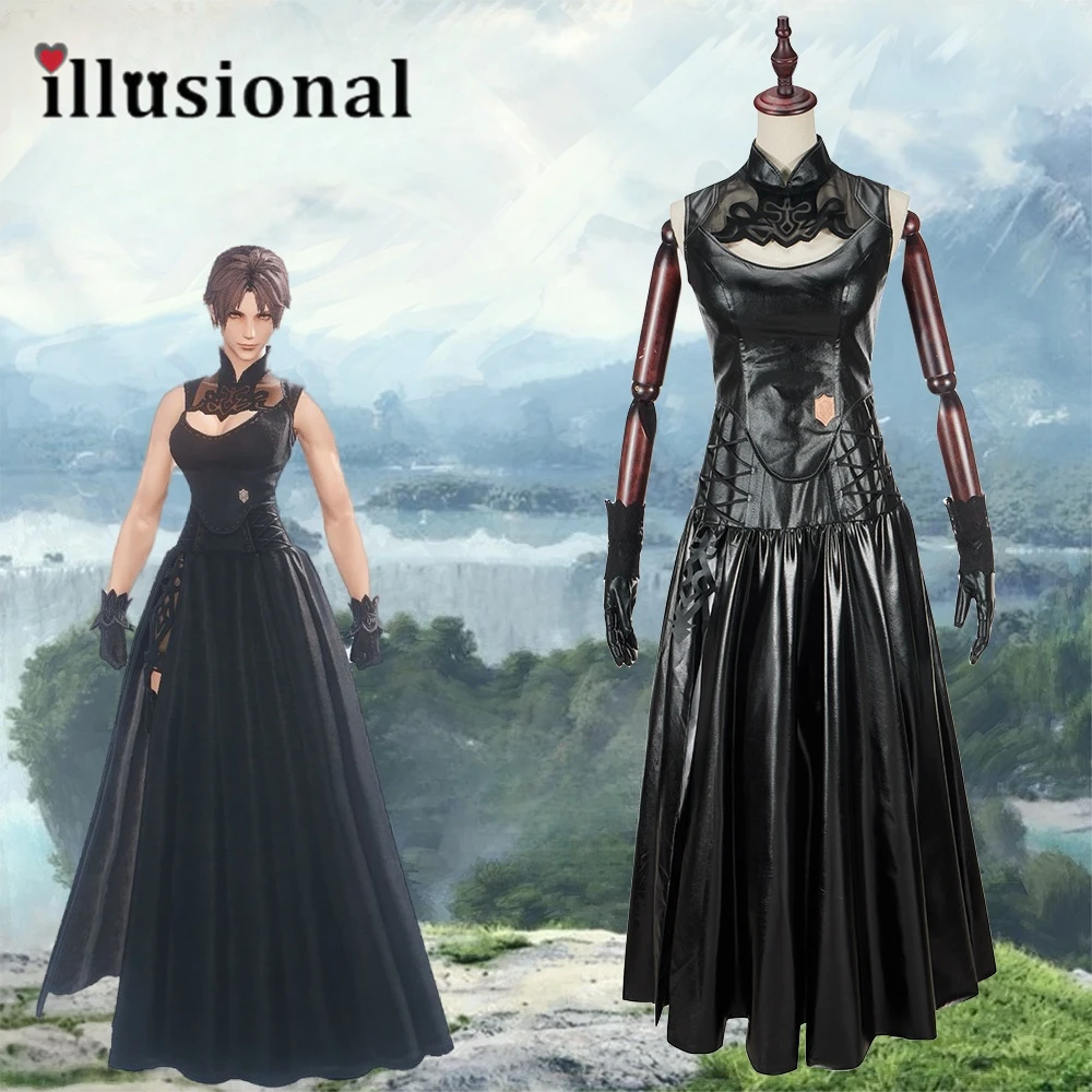 illusional FF14 NieR:Automata YoRHa Type-51 PU Dress Cosplay Costume Halloween costumes