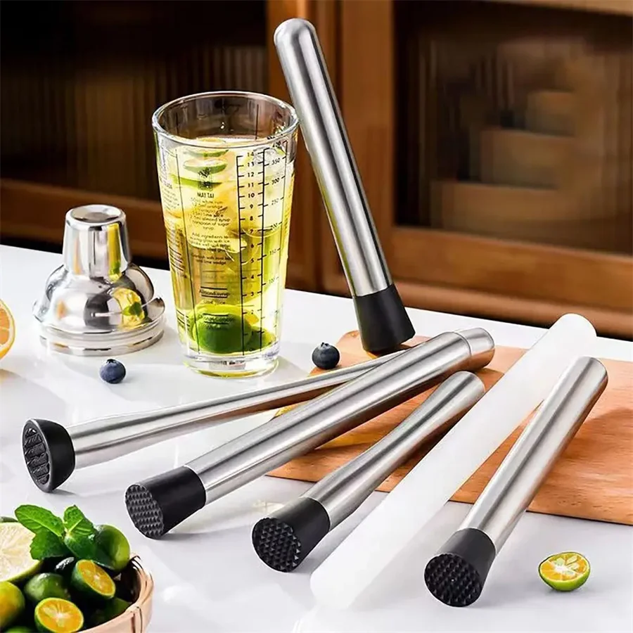 Stainless Steel Crushed Ice Hammer Multifunctional Popsicle Sticks Cocktail Swizzle Stick Fruit Lemon Muddle Pestle Bar Tools