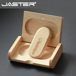 JASTER Free Custo Logo Wooden Box USB Flash Drive 128GB Personal Logo Wedding Gift Memory Stick 64GB Wood Pendrive 32GB U disk