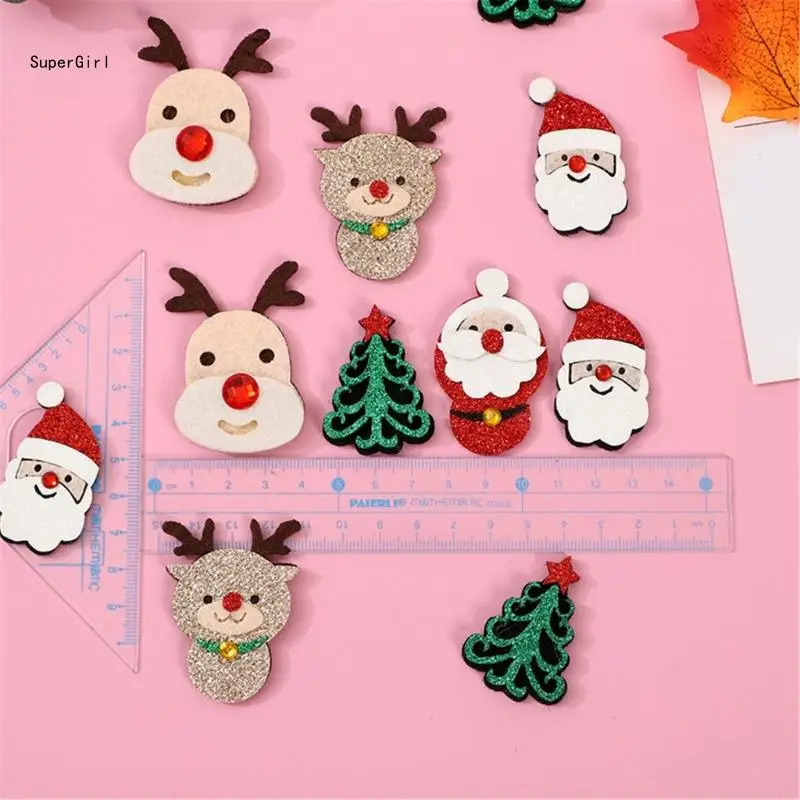 Festival Cartoon Headband Accessories Patches Flatback Fabric Garment for Christmas Decorating Holiday Party Supply J78E