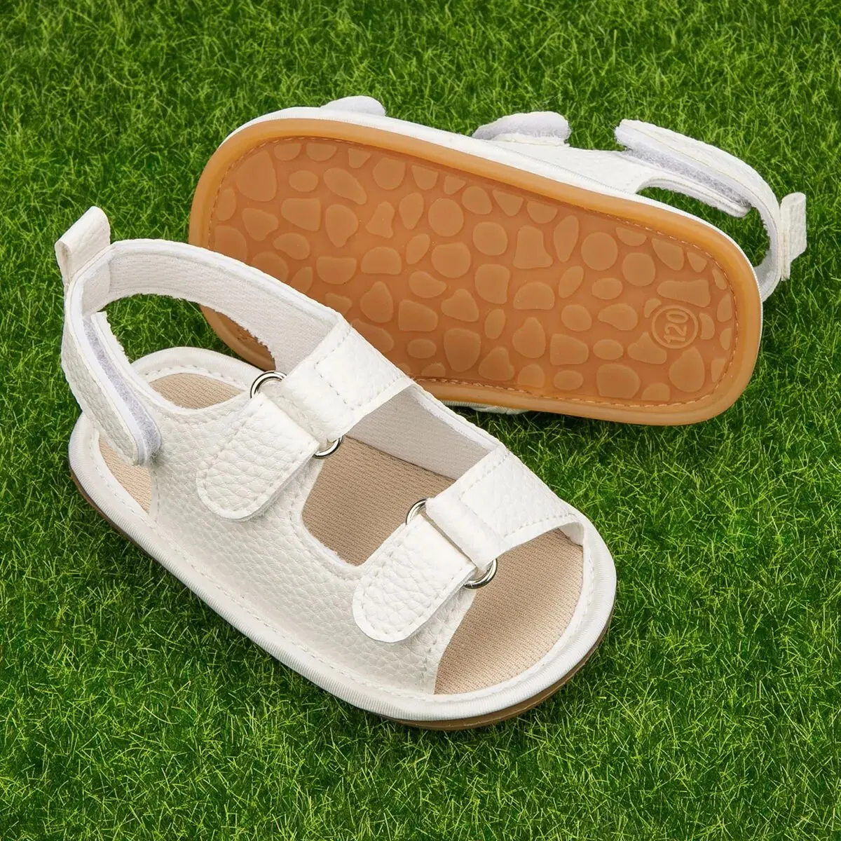 Meckior Summer Baby Sandals Baby Shoes PU Leather Rubber Bottom Sole Anti-Slip Infant First Walker Baby Boy Girl Sandals 0-18M