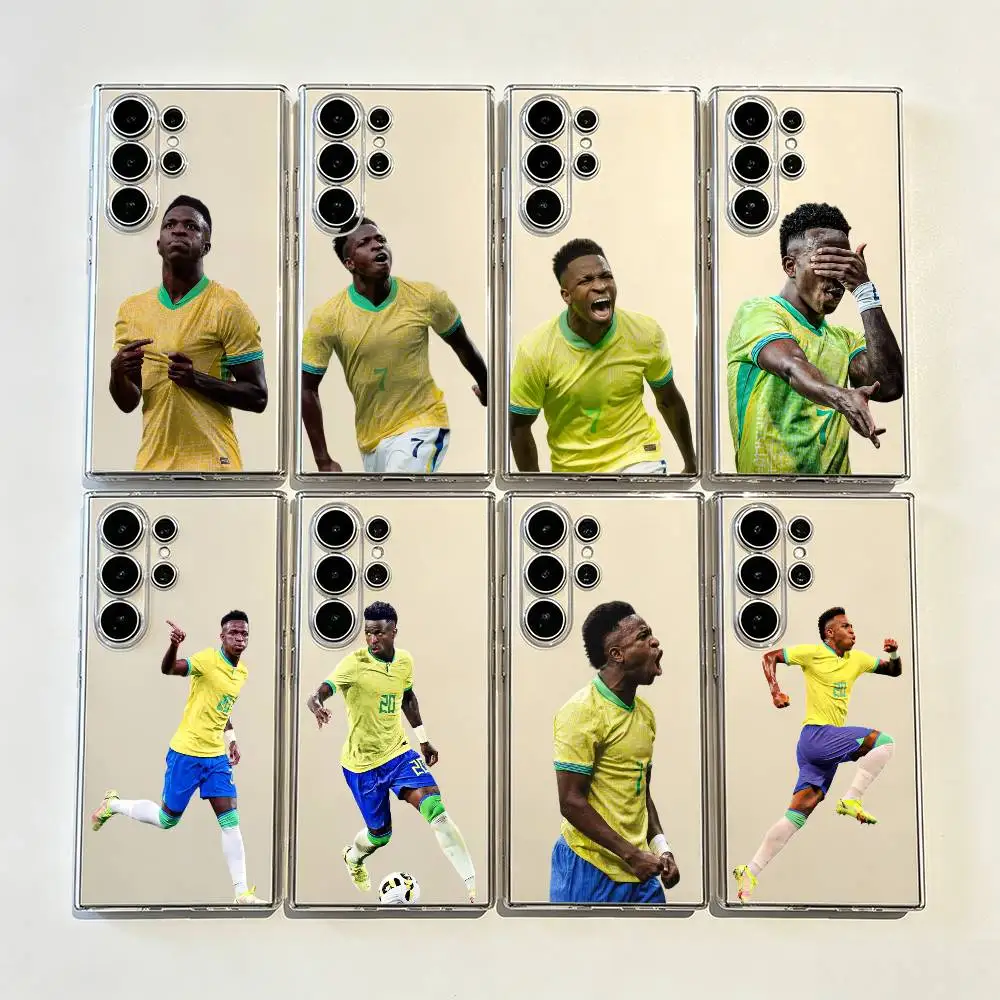 Golden Dribbler Vinicius Precise Hole Transparent Printed Phone Case For Samsung Galaxy S26/S25/24/23/22/30/21/10/9,Ultra,Plus